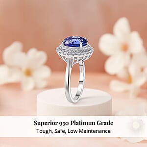 Certified & Appraised Rhapsody AAAA Tanzanite, Diamond Double Halo Ring in 950 Platinum 6.59 ctw (Size 6.0)