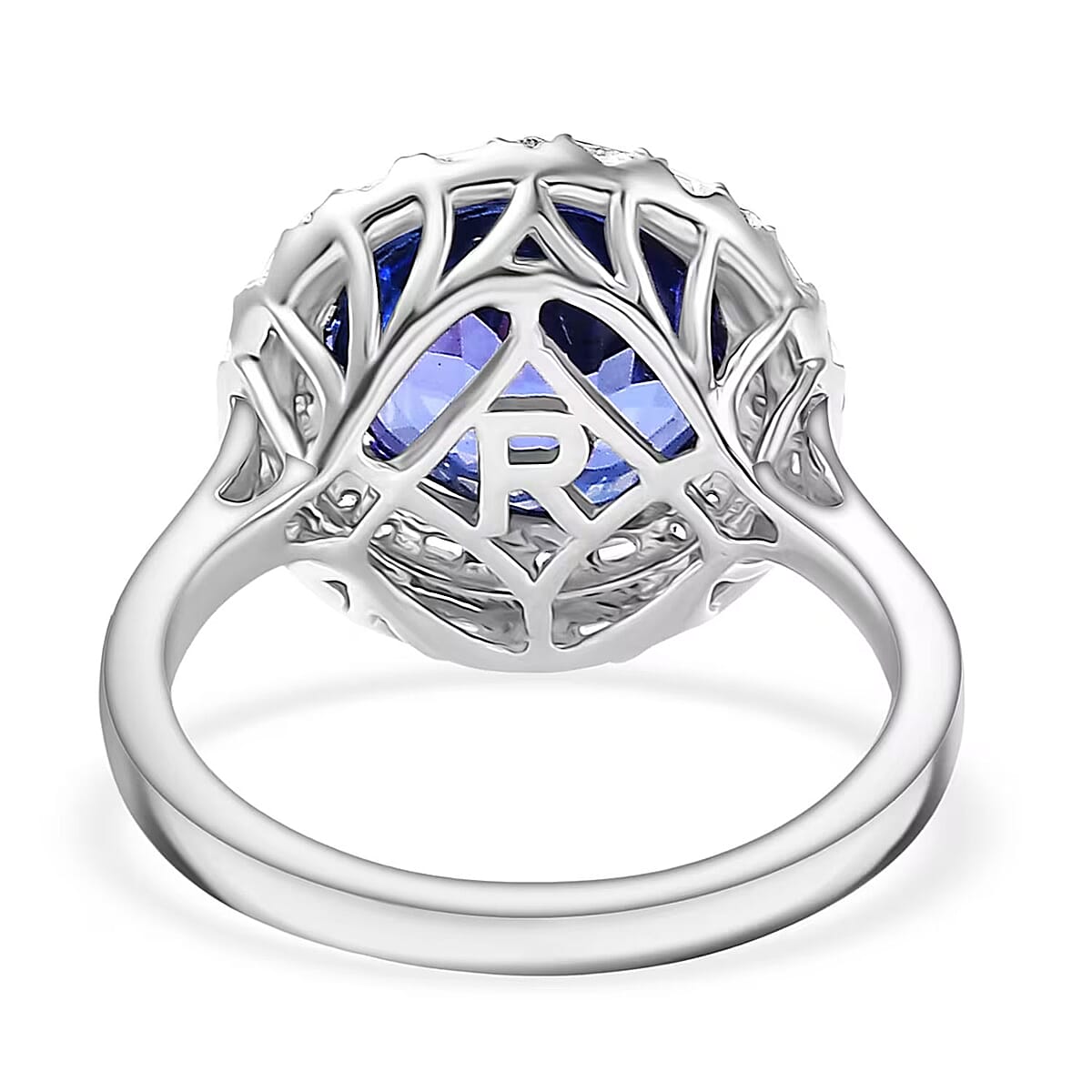 Doorbuster Certified & Appraised Rhapsody AAAA Tanzanite and Diamond E-F VS 6.59 ctw Double Halo Ring in 950 Platinum (Size 7.0) 7 Grams image number 6