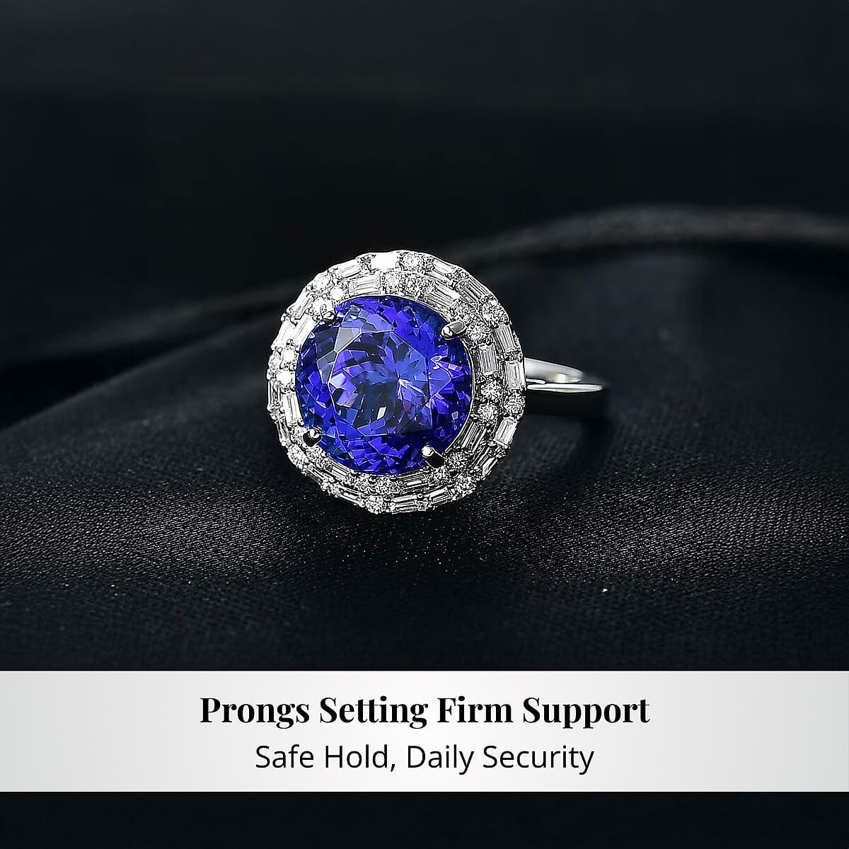 Doorbuster Certified & Appraised Rhapsody AAAA Tanzanite and Diamond E-F VS 6.59 ctw Double Halo Ring in 950 Platinum (Size 9.5) 7 Grams image number 3