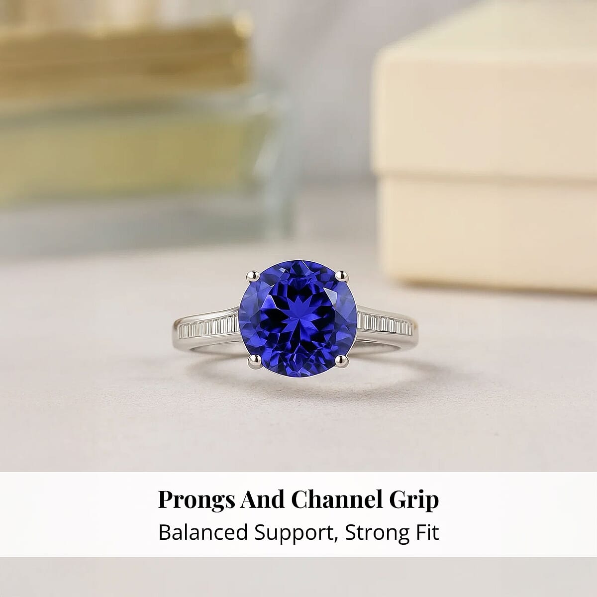 Doorbuster Certified & Appraised Rhapsody AAAA Tanzanite and E-F VS Diamond 4.53 ctw Ring in 950 Platinum (Size 9.0) 5.30 Grams image number 3