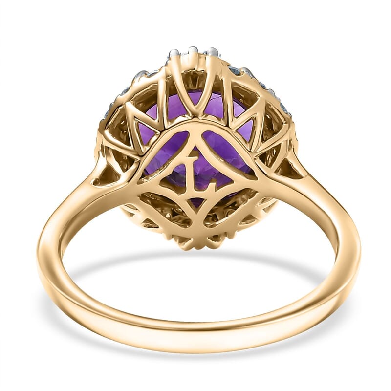 AAA Moroccan Amethyst and Luxuriant Lab Grown Diamond G-H SI 4.33 ctw Ring in 10K Yellow Gold (Size 10.0)