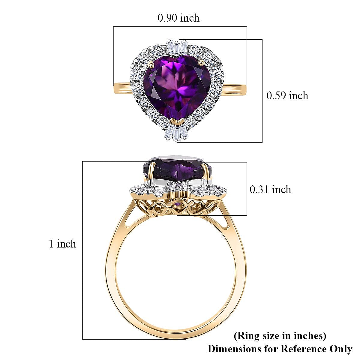 AAA Brejinho Amethyst and Luxuriant Lab Grown Diamond G-H SI 4.09 ctw Ring in 10K Yellow Gold image number 4