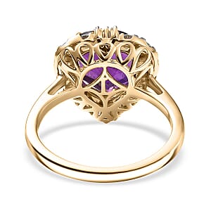  AAA Brejinho Amethyst and Luxuriant Lab Grown Diamond G-H SI 4.09 ctw Ring in 10K Yellow Gold (Size 7.0)
