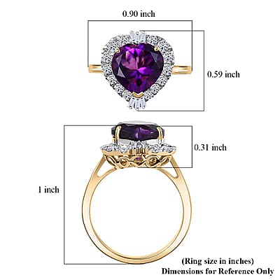 AAA Brejinho Amethyst and Luxuriant Lab Grown Diamond G-H SI 4.09 ctw Ring in 10K Yellow Gold (Size 7.0)