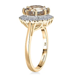 Certified AAA Turkizite, Diamond Ring in 10K Yellow Gold 4.50 ctw (Size 10.5)