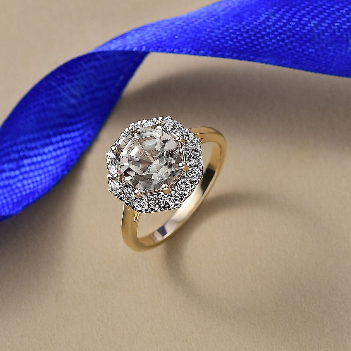 Certified AAA Turkizite, Diamond Ring in 10K Yellow Gold 4.50 ctw (Size 5.0) image number 1