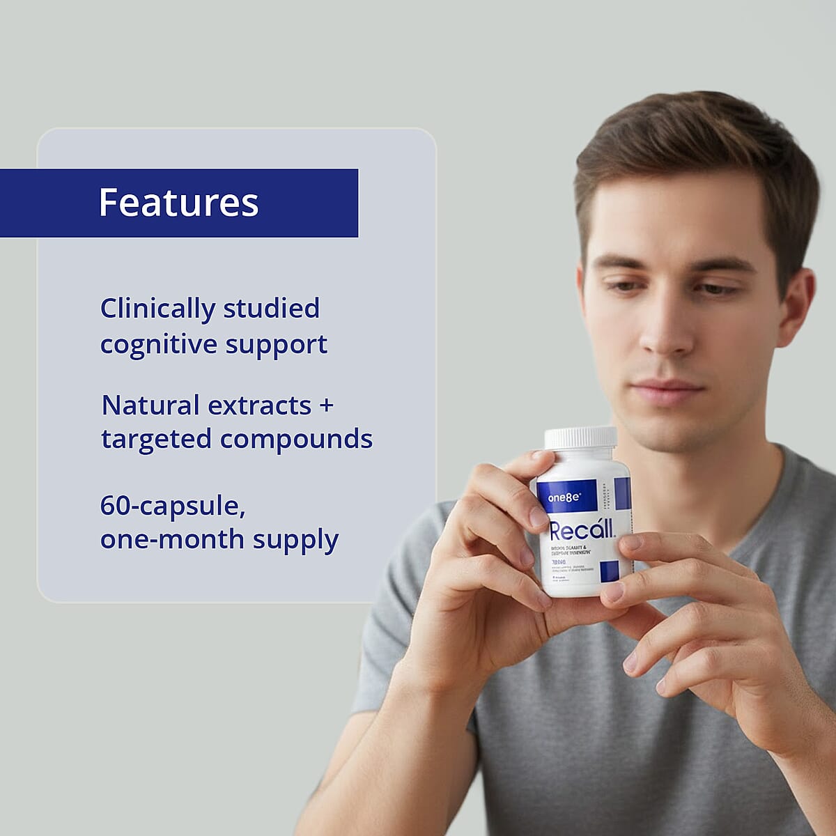 One8e Recall Memory, Clarity and Cognitive Strength Supplement (60 Capsules) Made in US image number 3