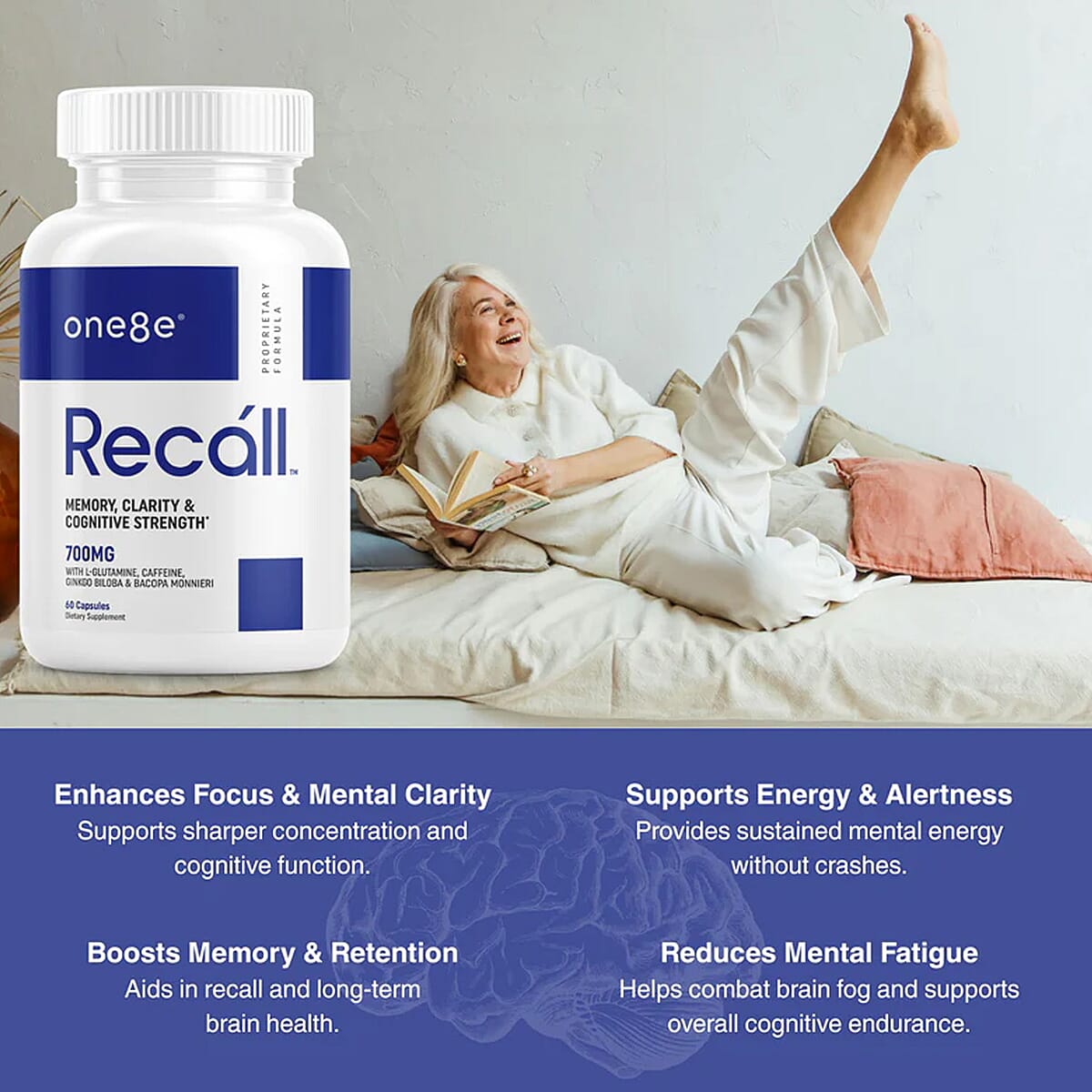 One8e Recall Memory, Clarity and Cognitive Strength Supplement (60 Capsules) Made in US image number 4