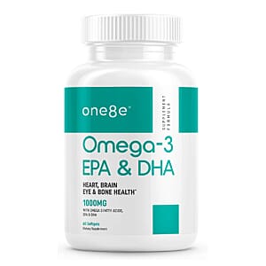 One8e Omega-3 EPA & DHA Heart, Brain Eye, and Bone Health Supplement (60 Softgels) Made in US
