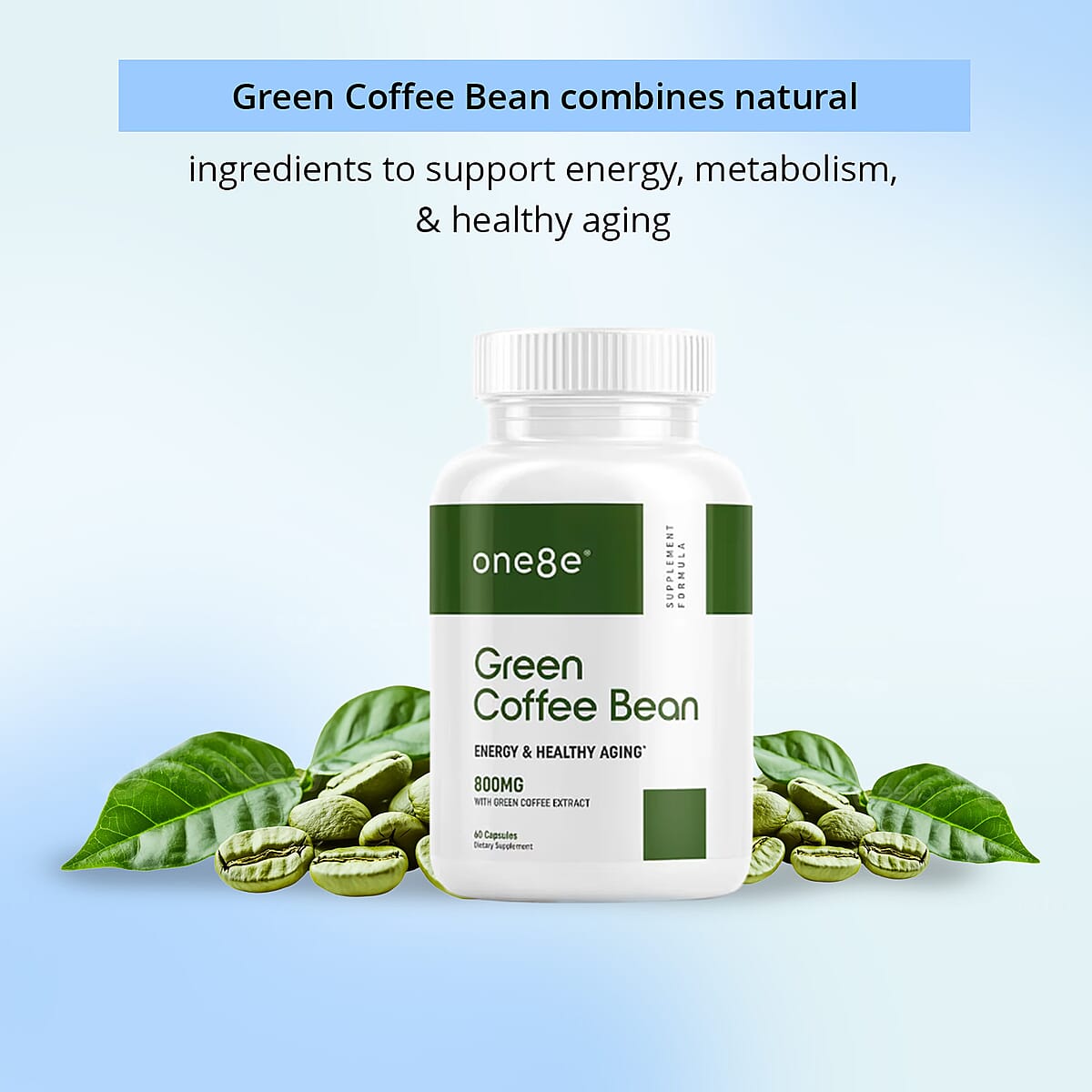 One8e Green Coffee Bean Energy & Healthy Aging Supplement (60 Capsules) Made in US image number 1