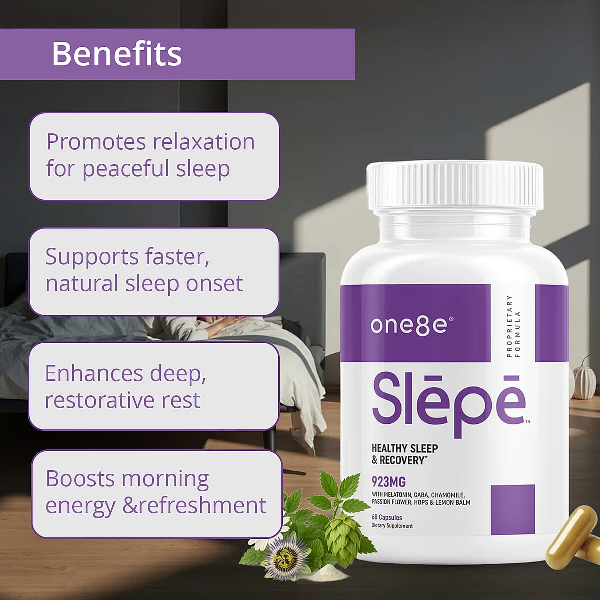 One8e Slepe Healthy Sleep & Recovery Supplement (60 Capsules) Made in US image number 1