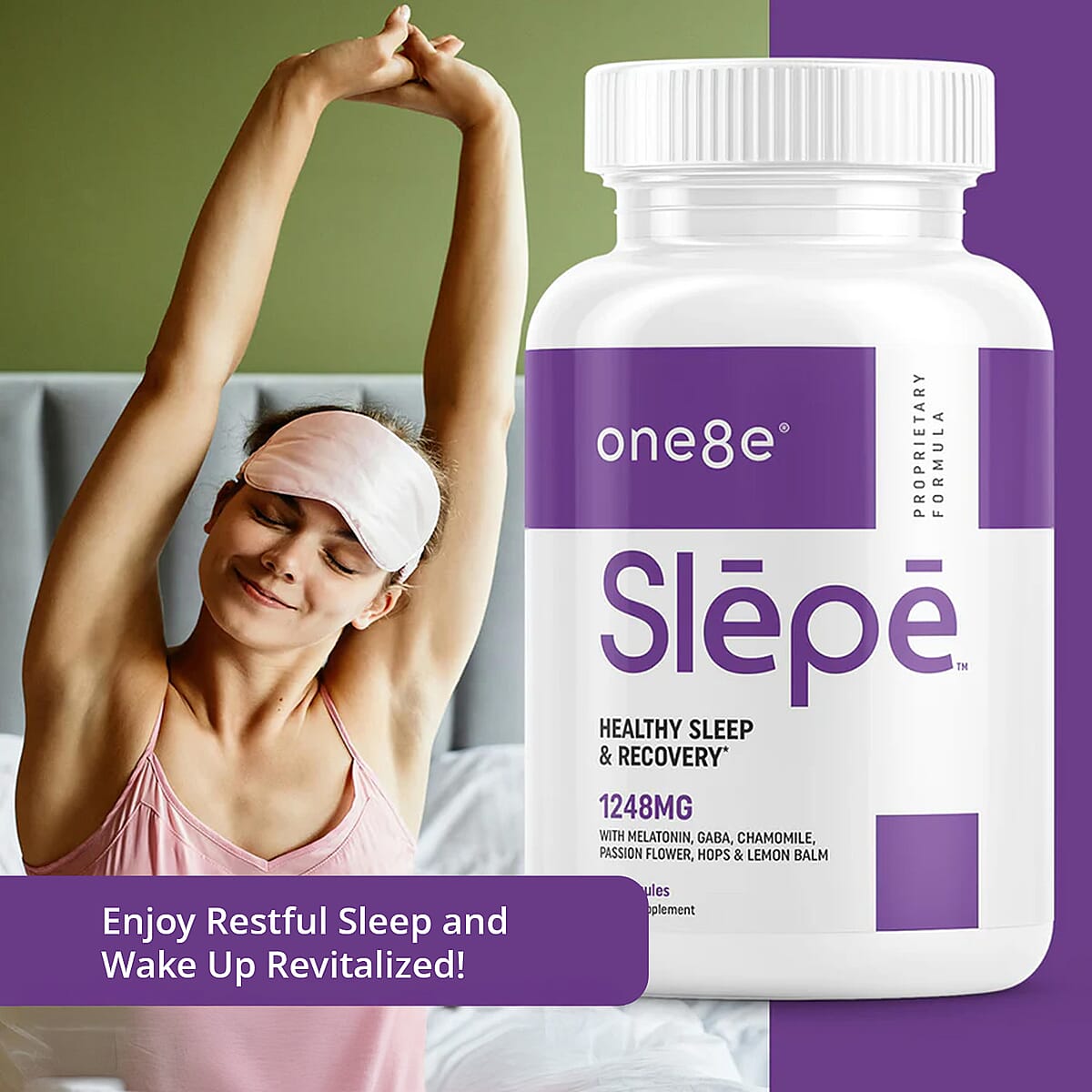 One8e Slepe Healthy Sleep & Recovery Supplement (60 Capsules) Made in US image number 2