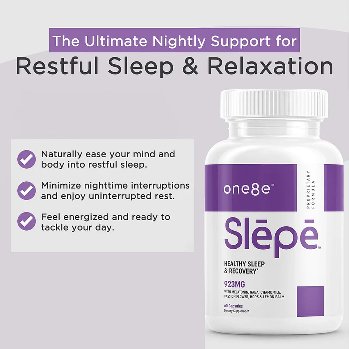 One8e Slepe Healthy Sleep & Recovery Supplement (60 Capsules) Made in US image number 3
