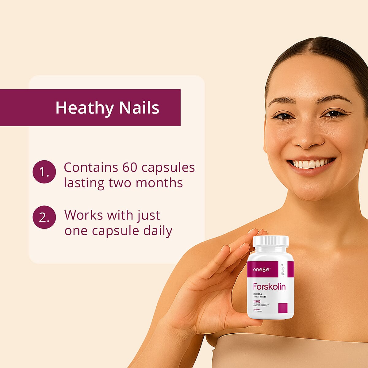 One8e Forsolin Energy & Stress Relief Supplement (60 Capsules) Made in US image number 2