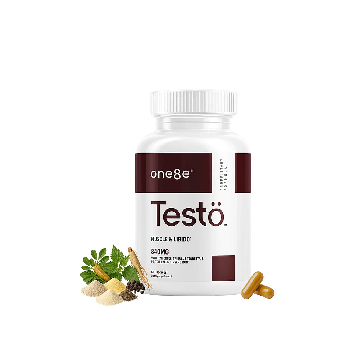 One8e Testo Muscle & Libido Supplement (60 Capsules) Made in US image number 0