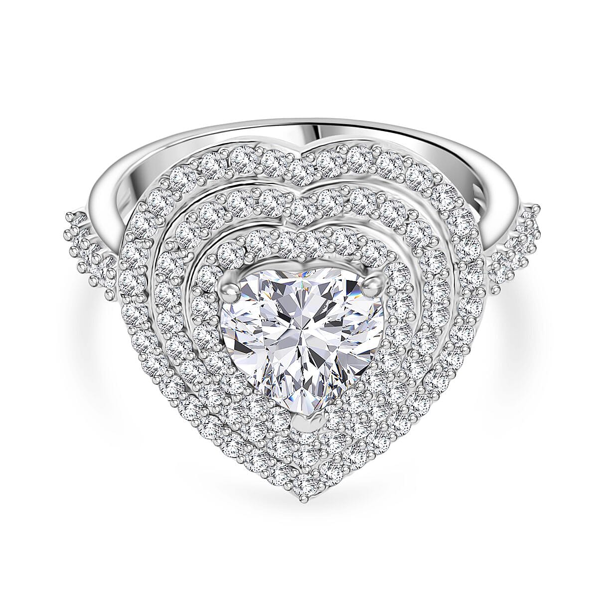D'Joy Moissanite 2.25 ctw Ring in Rhodium Over Sterling Silver (Size 8.0)