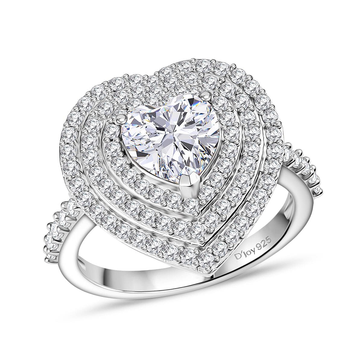 D'Joy Moissanite 2.25 ctw Ring in Rhodium Over Sterling Silver (Size 8.0)
