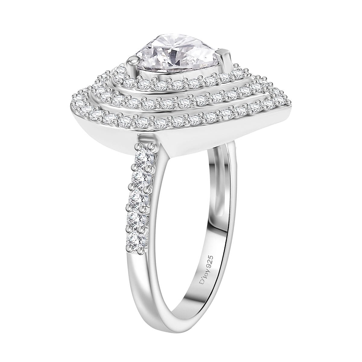D'Joy Moissanite 2.25 ctw Ring in Rhodium Over Sterling Silver (Size 8.0)