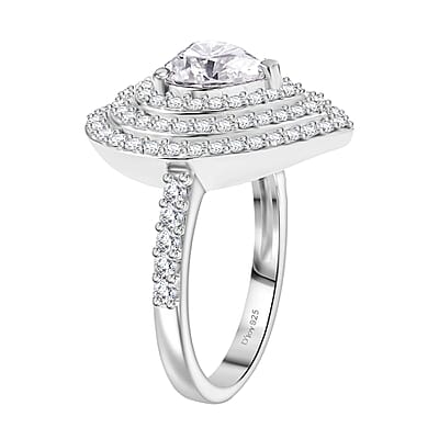 D'Joy Moissanite 2.25 ctw Ring in Rhodium Over Sterling Silver (Size 8.0)