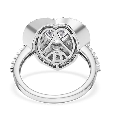 D'Joy Moissanite 2.25 ctw Ring in Rhodium Over Sterling Silver (Size 8.0)