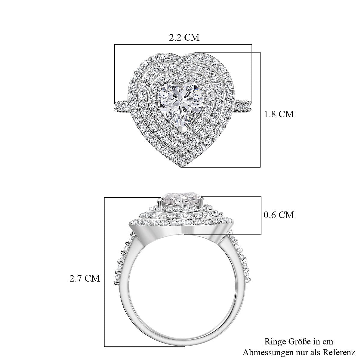 D'Joy Moissanite 2.25 ctw Ring in Rhodium Over Sterling Silver (Size 8.0)