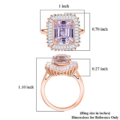 D'Joy Martha Rocha Kunzite, Moissanite Ring in 18K Vermeil RG Over Sterling Silver 6.85 ctw (Size 7.0)