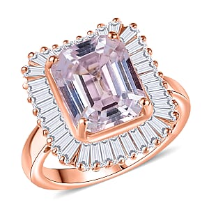D'Joy Premium Martha Rocha Kunzite and Moissanite 6.85 ctw Ring in 18K Vermeil Rose Gold Over Sterling Silver (Size 8.0)