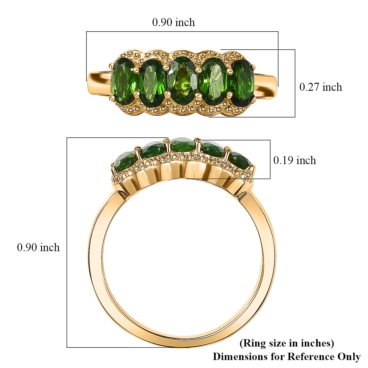 EverTrue Chrome Diopside Ring in 18K YG Plated 1.25 ctw (Size 10.0)