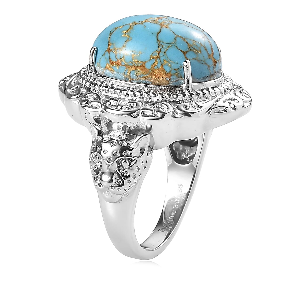 EverTrue Blue Turquoise 9.85 ctw Ring in Stainless Steel (Size 7.0) image number 3