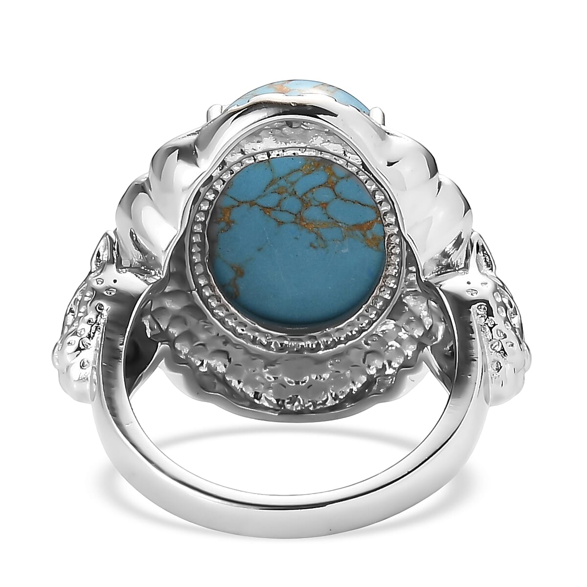 EverTrue Blue Turquoise 9.85 ctw Ring in Stainless Steel (Size 7.0)