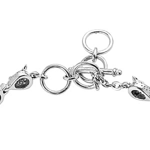 EverTrue Blue Turquoise 19.60 ctw Motif Linked Bracelet in Stainless Steel (6.50 In)