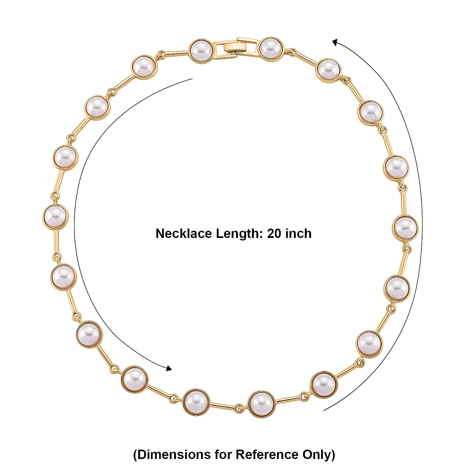 White Shell Pearl Station Necklace in Goldtone (20 Inches)