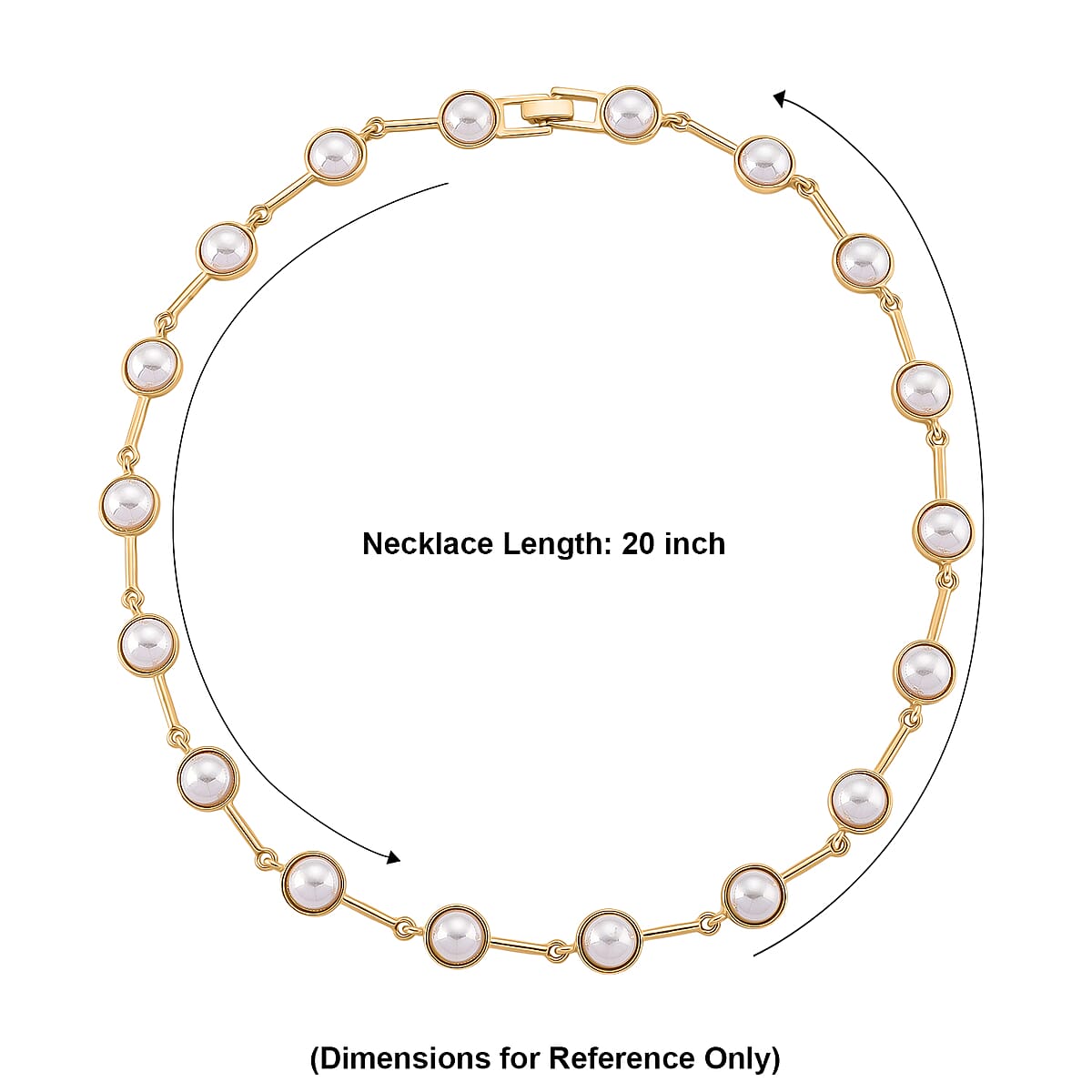 White Shell Pearl Station Necklace in Goldtone (20 Inches) image number 4
