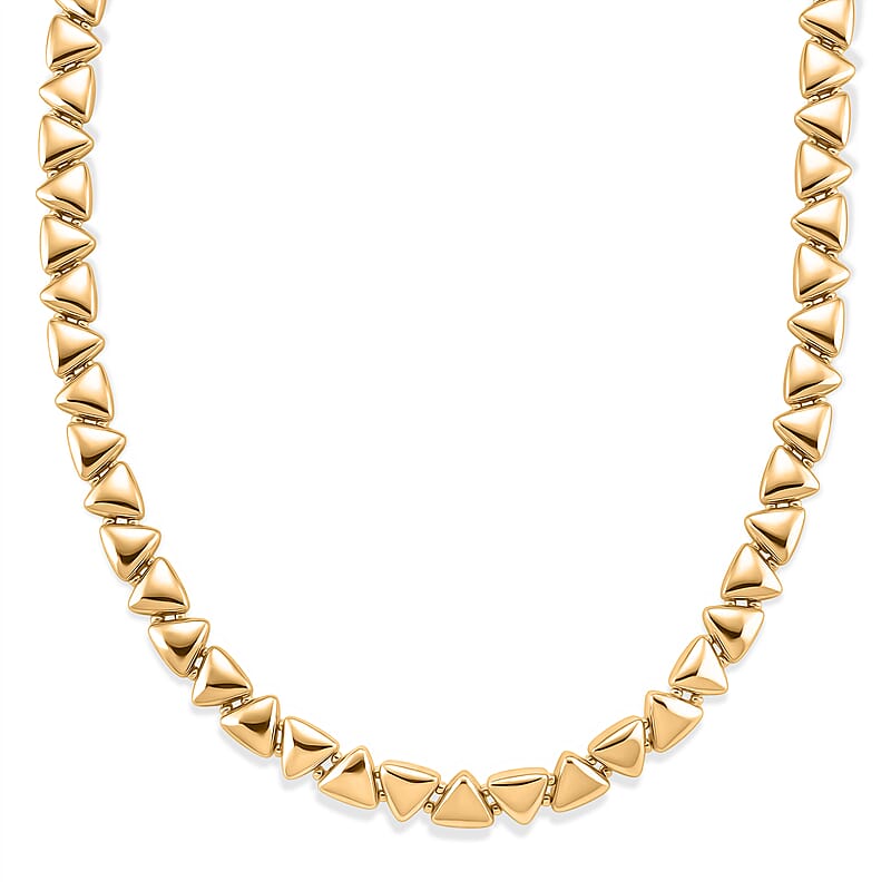 Geometric Pyramid Link Necklace (20 Inches) in Goldtone