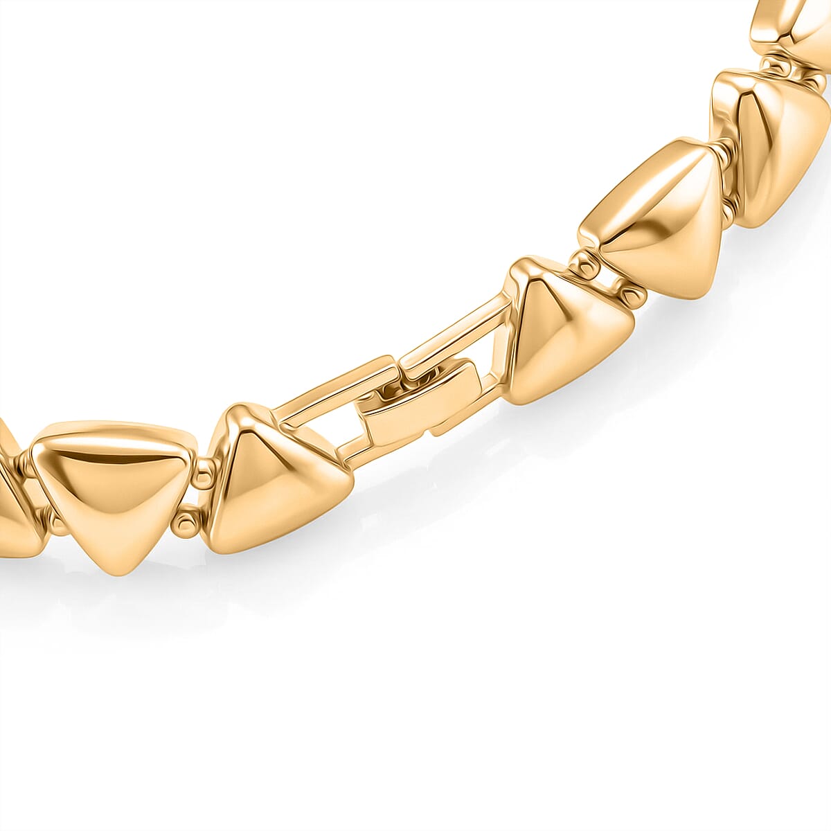 Geometric Pyramid Link Necklace (20 Inches) in Goldtone image number 4