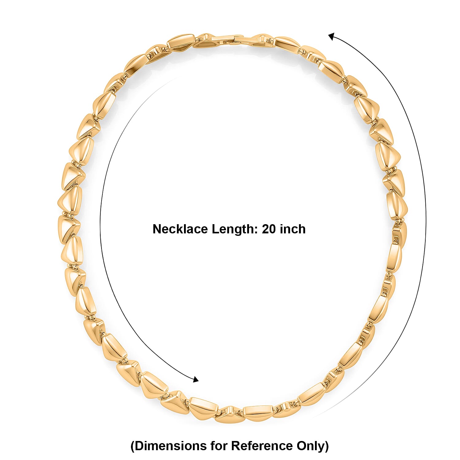 Geometric Pyramid Link Necklace (20 Inches) in Goldtone