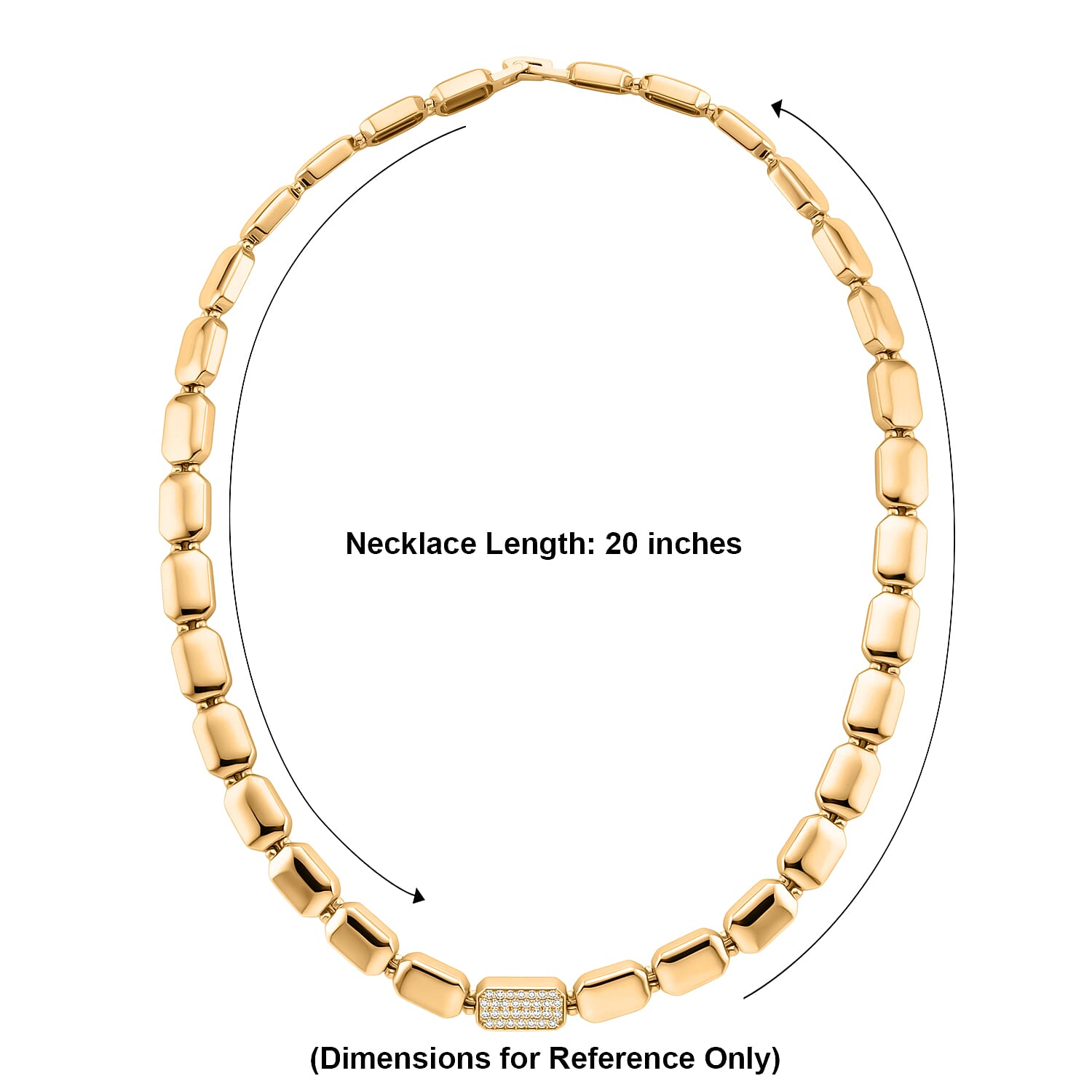 Austrian Crystal Bold Link Necklace (20 Inches) in Goldtone