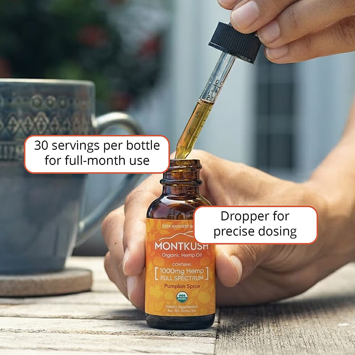 Montkush USDA Organic Seasonal Harvest 1000mg CBD Oil (Pumpkin Spice Limited Edition) 1oz image number 4