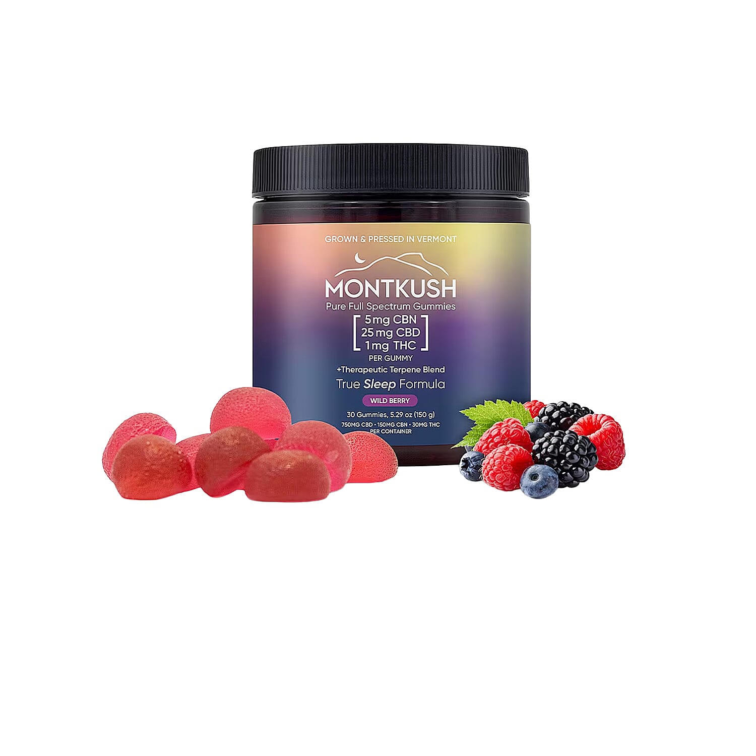 MontKush Wild Berry True Sleep 25mg Formula (30 Gummies)