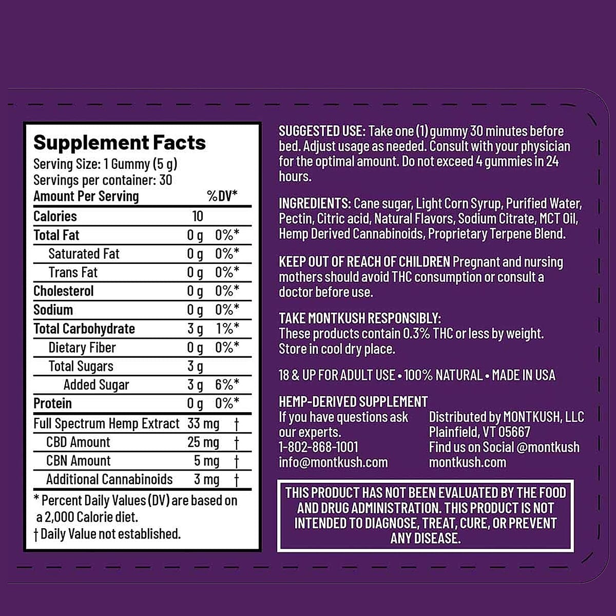 MontKush Wild Berry True Sleep 25mg Formula (30 Gummies) image number 6