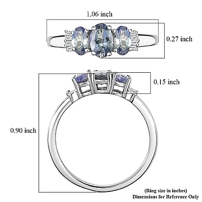 D'Joy Peacock Tanzanite and Diamond 1.10 ctw Ballerina Ring in Rhodium Over Sterling Silver (Size 10.0)