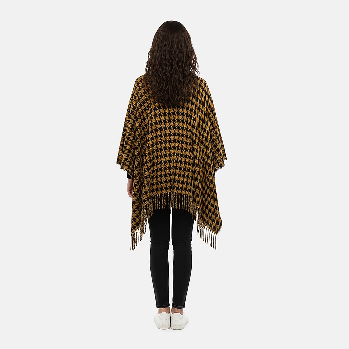 Hurley Mustard Houndstooth Knit Ruana image number 2