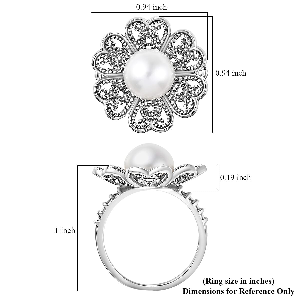 Doorbuster D'Joy Indian Artisan Crafted Premium Freshwater Pearl Ring in Black Oxidised Sterling Silver (Size 8.0) image number 5