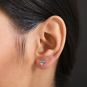 D'Joy Peacock Tanzanite 1.10 ctw Stud Earrings in Rhodium Over Sterling Silver