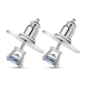 D'Joy Peacock Tanzanite 1.10 ctw Stud Earrings in Rhodium Over Sterling Silver