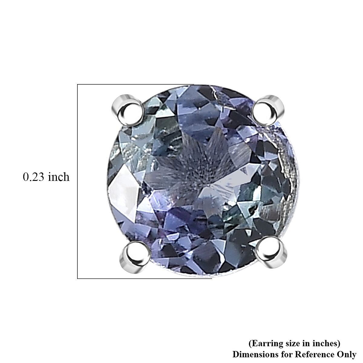 D'Joy Peacock Tanzanite 1.10 ctw Stud Earrings in Rhodium Over Sterling Silver image number 4