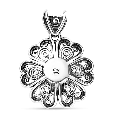 D'Joy Indian Artisan Crafted Freshwater Pearl Flower Petals Pendant without Chain in Sterling Silver