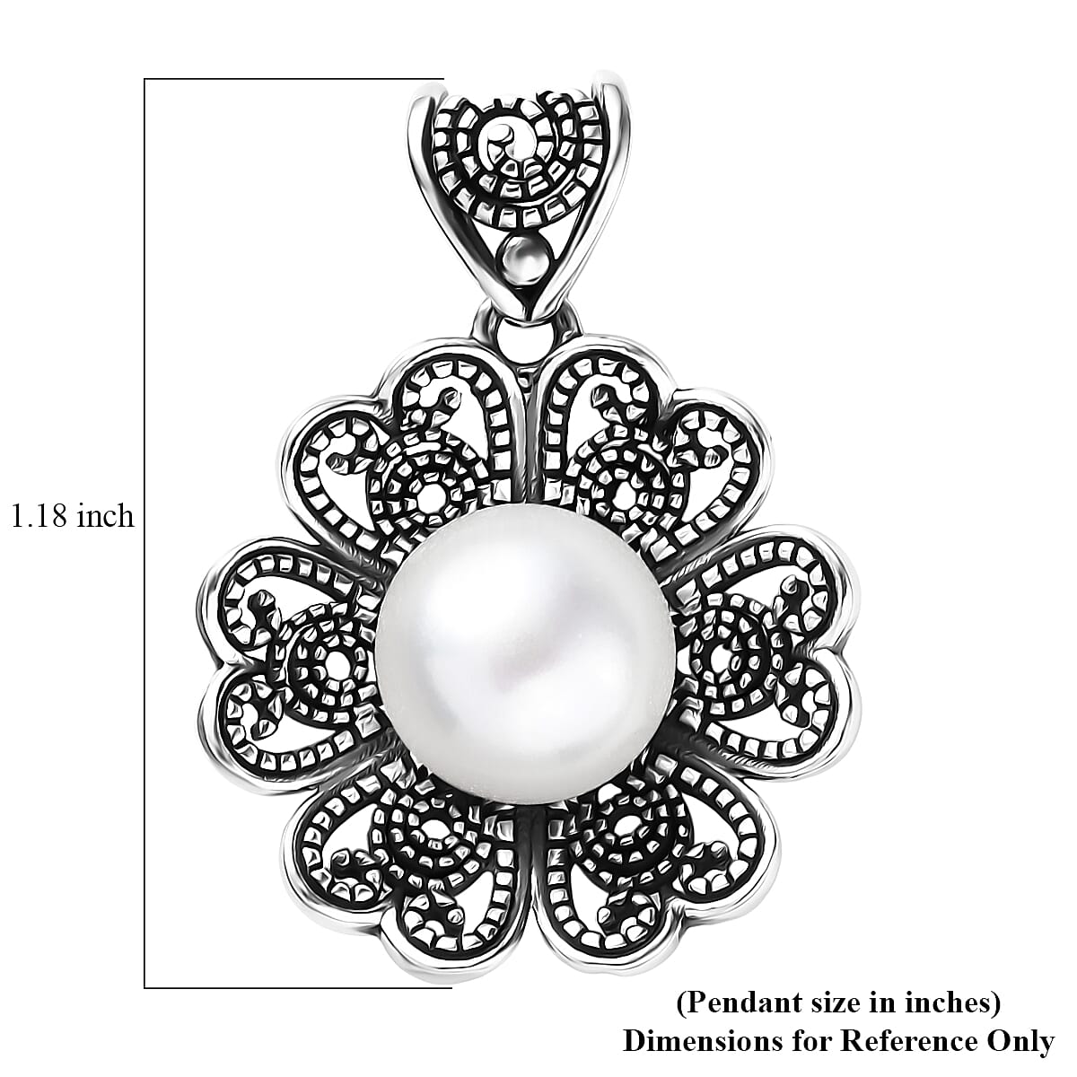 D'Joy Indian Artisan Crafted Premium Freshwater Pearl Flower Petals Pendant without Chain in Sterling Silver