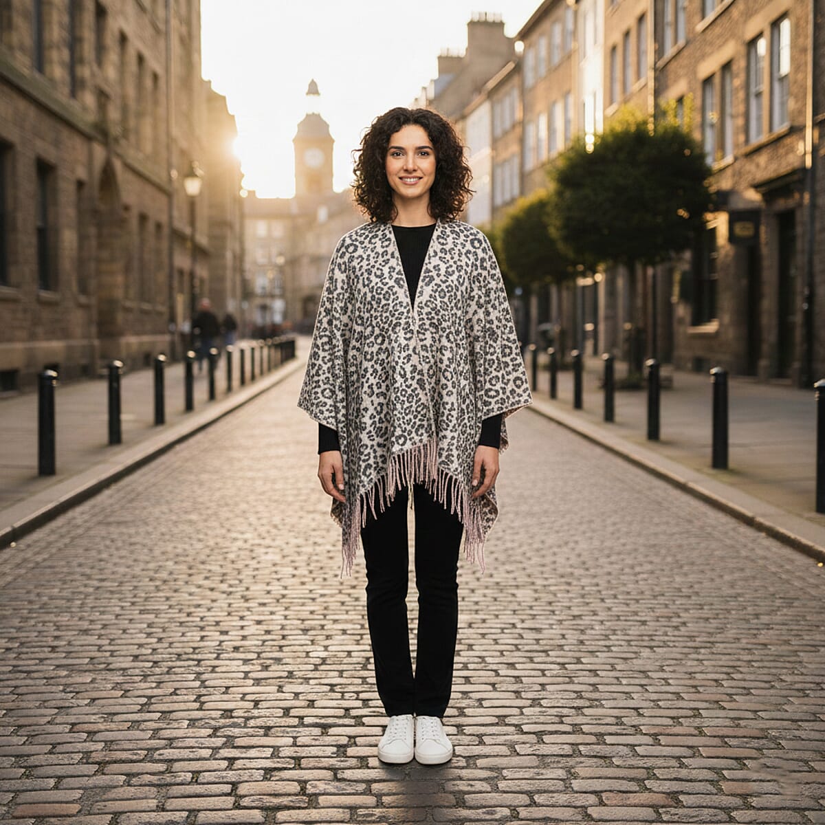 Hurley Grey Cheetah Knit Ruana image number 1