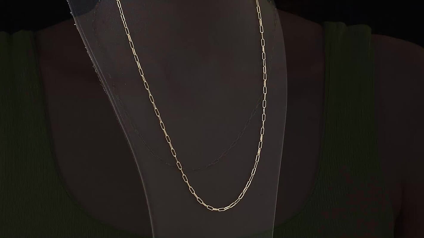 Luxoro Paperclip Chain Necklace in 10K Yellow Gold 20 Inches 3.89 Grams